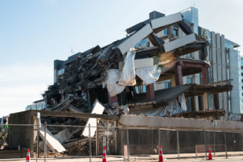 Building demolished by an earthquake, Christchurch, New Zealand